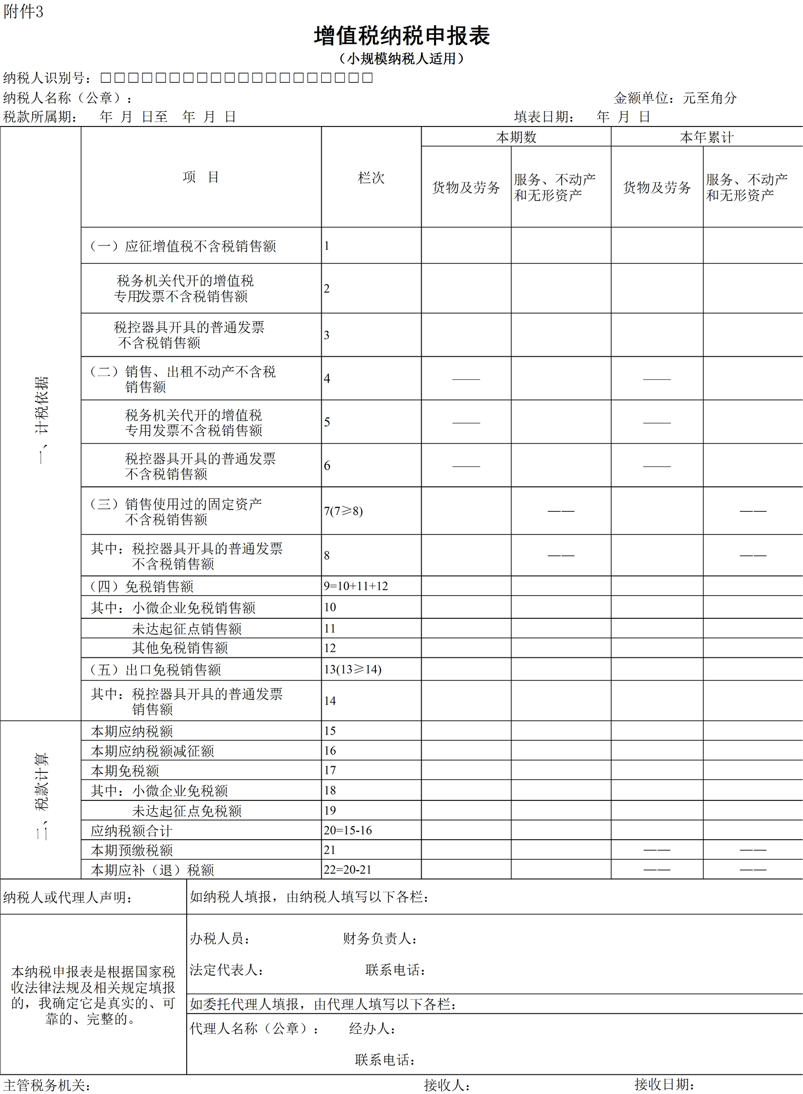 《增值税纳税申报表(小规模纳税人适用)》及其附列资料tm8