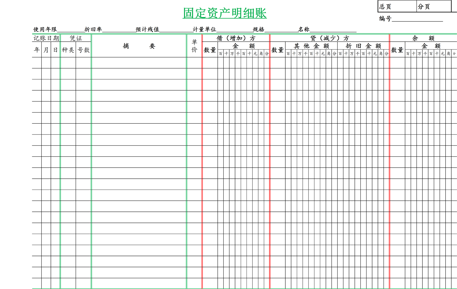 固定资产明细账