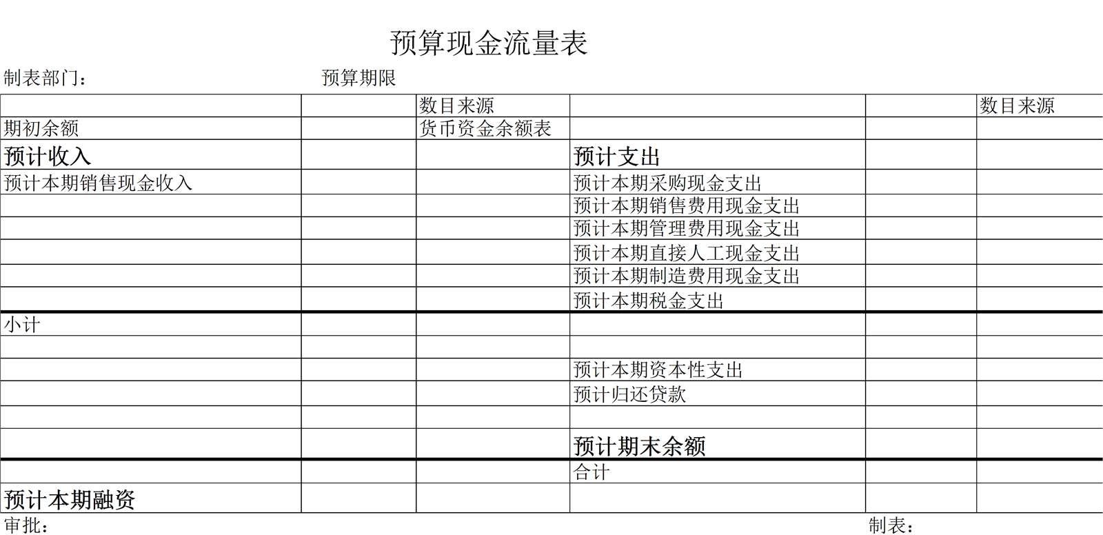 预算现金流量表ecE_记账_Excel_Word_会计表格_财务模版免费下载_表格网